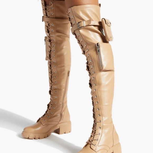 Tan Over-the-Knee Lace-Up Boots nwt size 7.5 - Picture 3 of 5